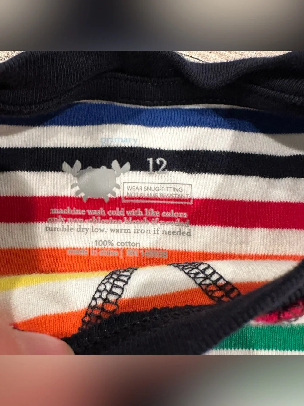 Primary Unisex Kids Rainbow Stripe Pajama Set Size 12